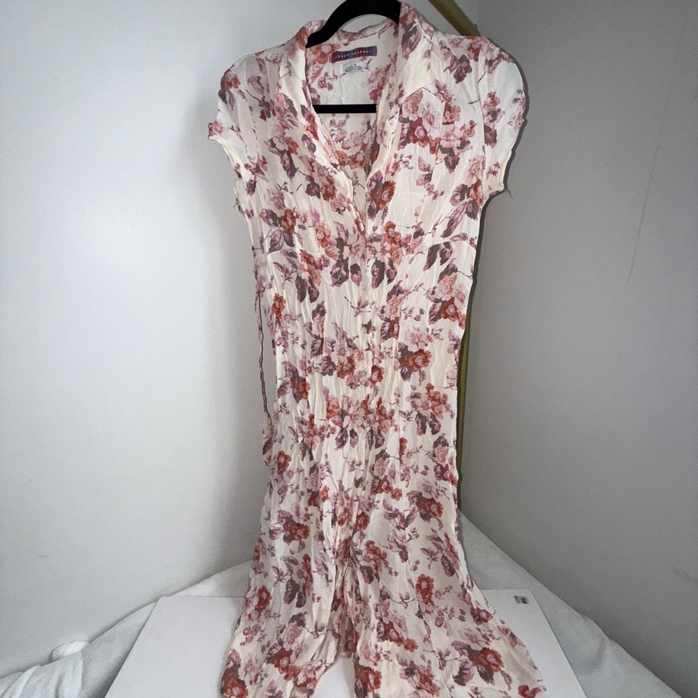 Urban Renewal boho Cream and Pink Floral Maxi Dress